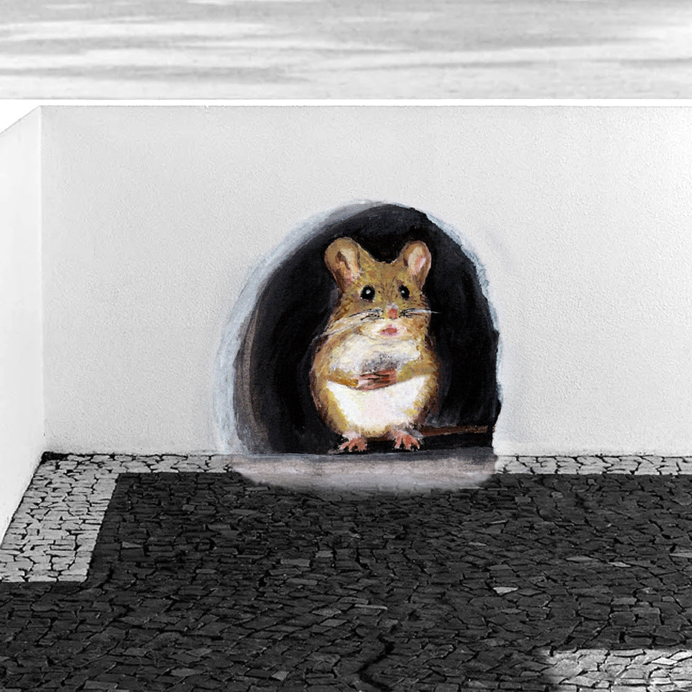Cartoon Mouse Hole Stickers for Playful Home Decor