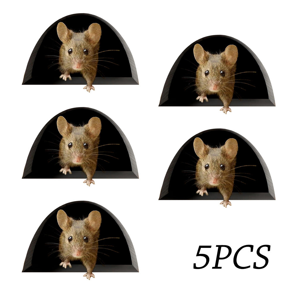 Cartoon Mouse Hole Stickers for Playful Home Decor