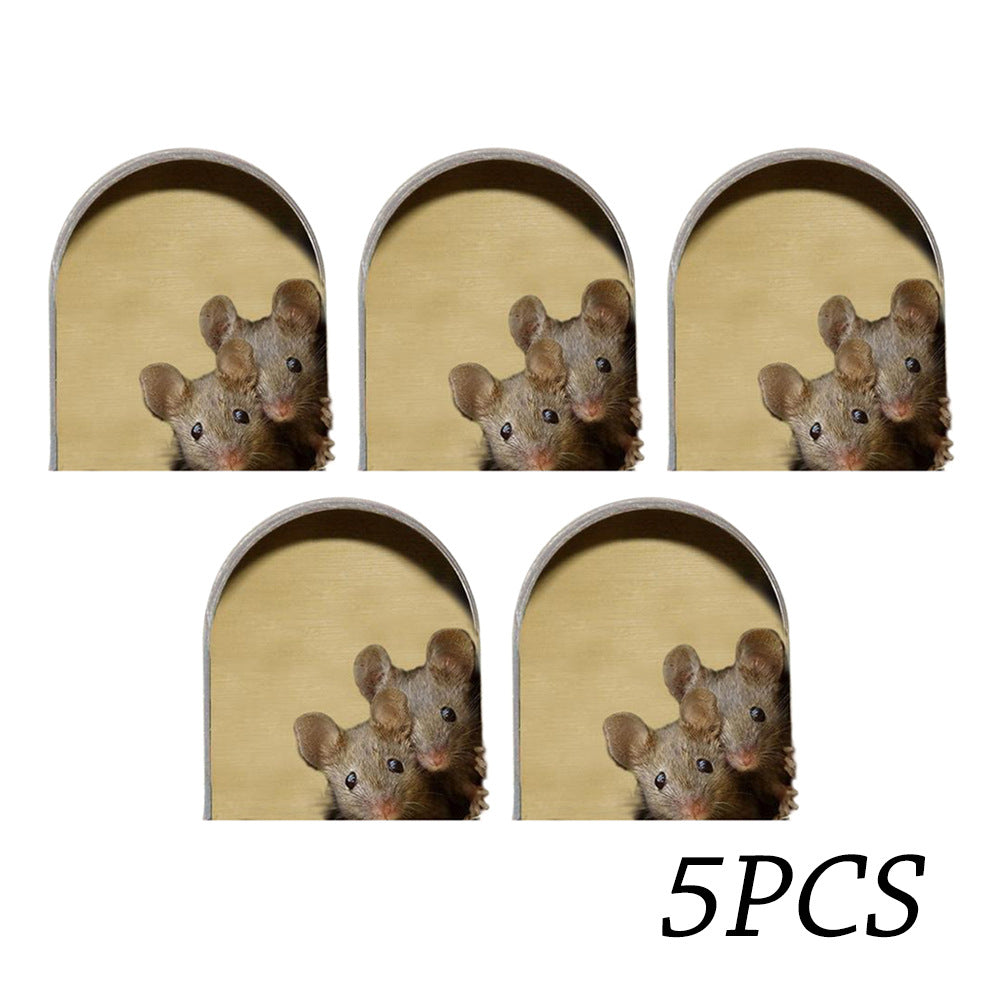 Cartoon Mouse Hole Stickers for Playful Home Decor