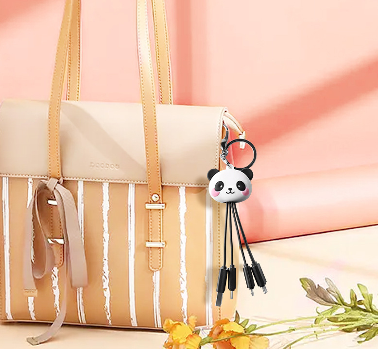 Panda Keychain Charging Cable 3-in-1 Fast Charge