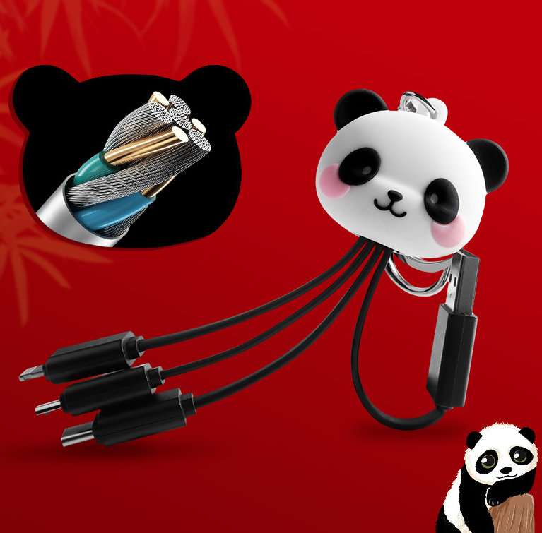 Panda Keychain Charging Cable 3-in-1 Fast Charge