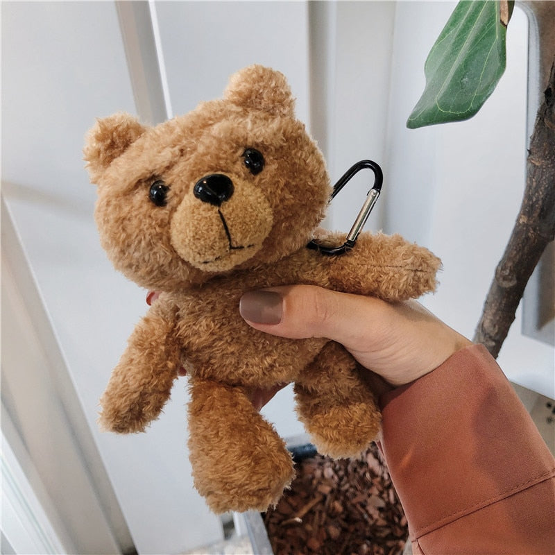 Plush Teddy Bear AirPods Case Cover with Carabiner
