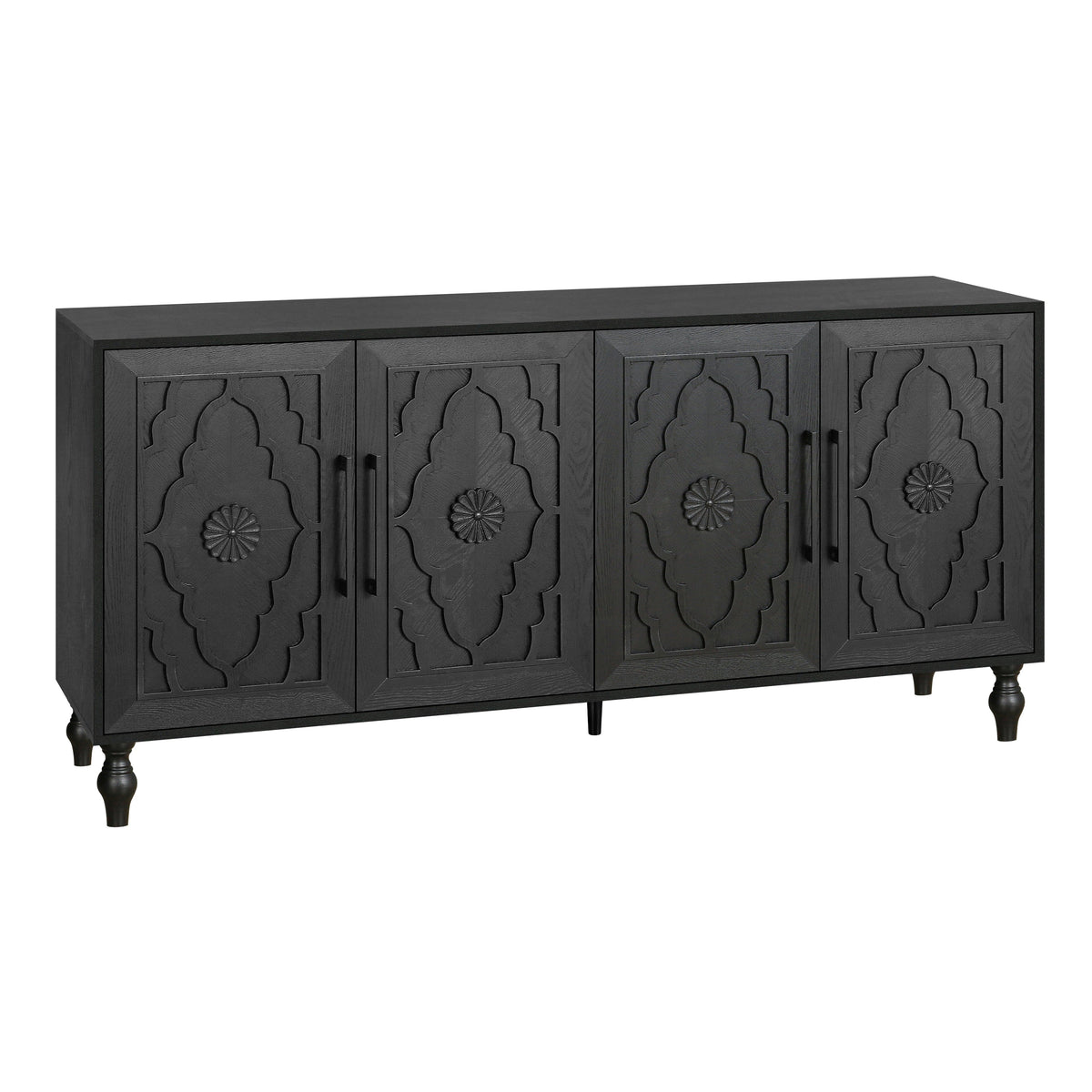 Carved Floral Door Sideboard Cabinet for Living Room