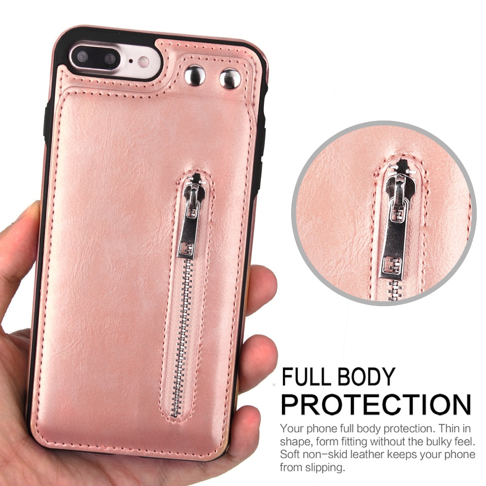 Rose Gold Faux Leather Wallet Case with Card Holder