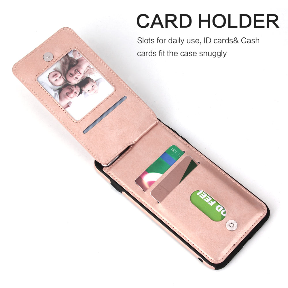 Rose Gold Faux Leather Wallet Case with Card Holder