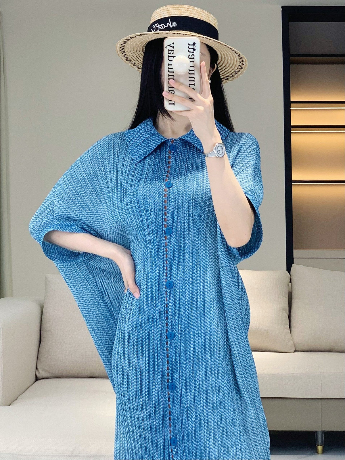 Pleated Midi Shirt Dress for Effortless Summer Style