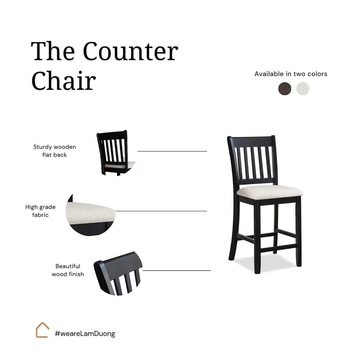 Counter Height Dining Chairs Set of 2 with Padded Seat
