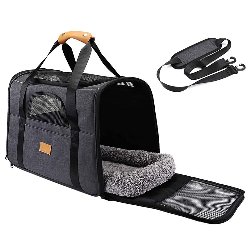 Breathable Foldable Cat Carrier With Soft Comfort Bed