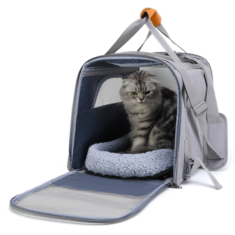 Breathable Foldable Cat Carrier With Soft Comfort Bed