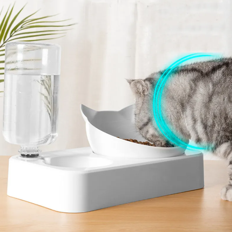 Elevated Cat Bowl With 15° Angled Design For Comfort