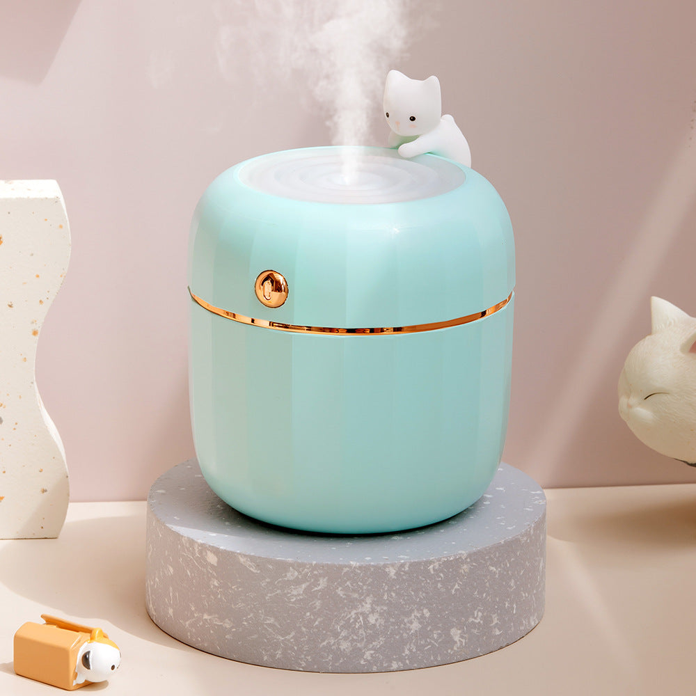 Cute Cat Humidifier for Desk, USB Mini with Night Light