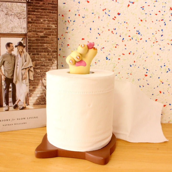 Cat Toilet Paper Holder With Charming Paw Decoration