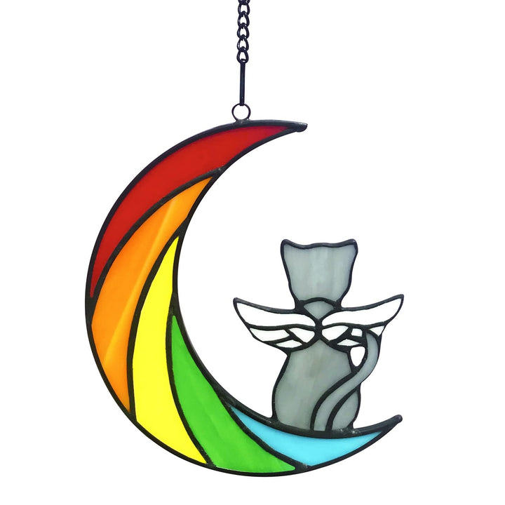 Cat Crescent Window Decor for Whimsical Colorful Charm