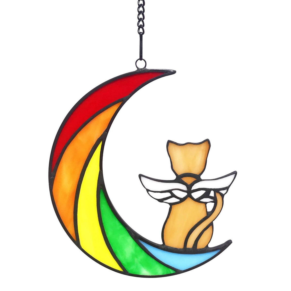 Cat Crescent Window Decor for Whimsical Colorful Charm