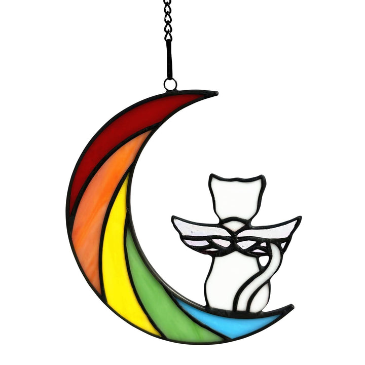 Cat Crescent Window Decor for Whimsical Colorful Charm