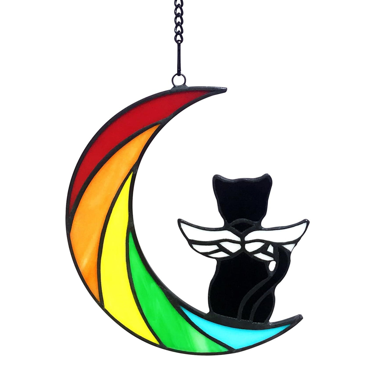 Cat Crescent Window Decor for Whimsical Colorful Charm