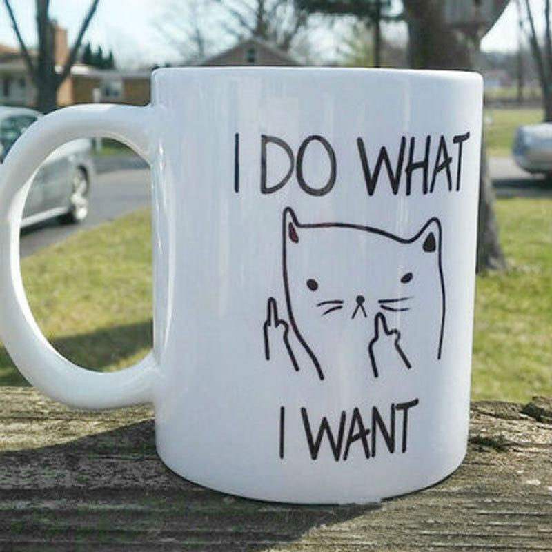 Funny Cat Coffee Mug: Sarcastic Middle Finger Gift