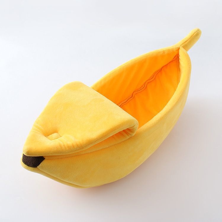 Pet Bed Banana-Shaped Cozy Indoor Cat Sleeping Nook
