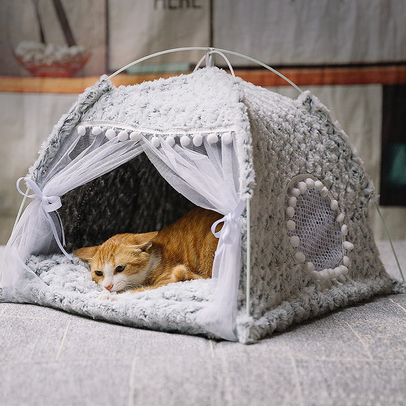 Cat Tent Bed for Private Plush Sleep & Cozy Retreat