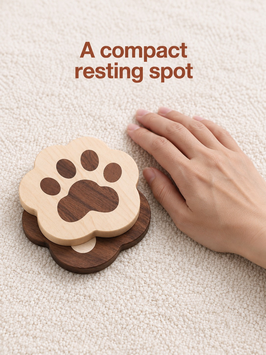 Cat Paw Solid Wood Coaster for Hot Mugs and Teapots