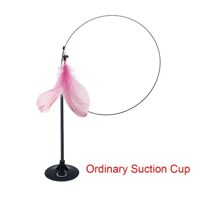 Interactive Feather Cat Toy Wand with Suction Base