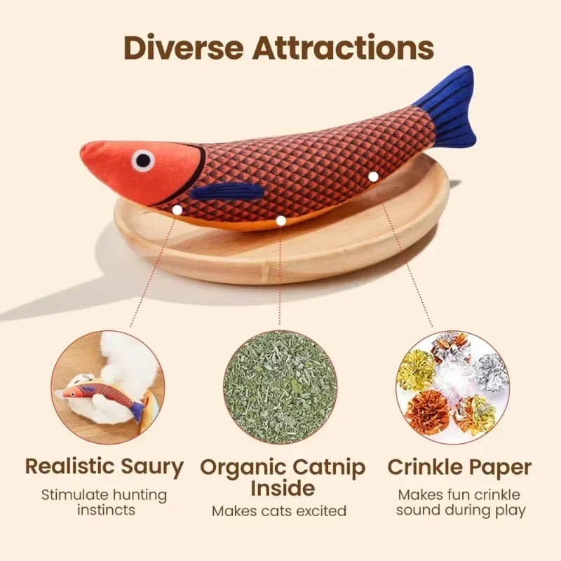 Catnip Fish Toy for Active Kicking, Biting & Cuddling