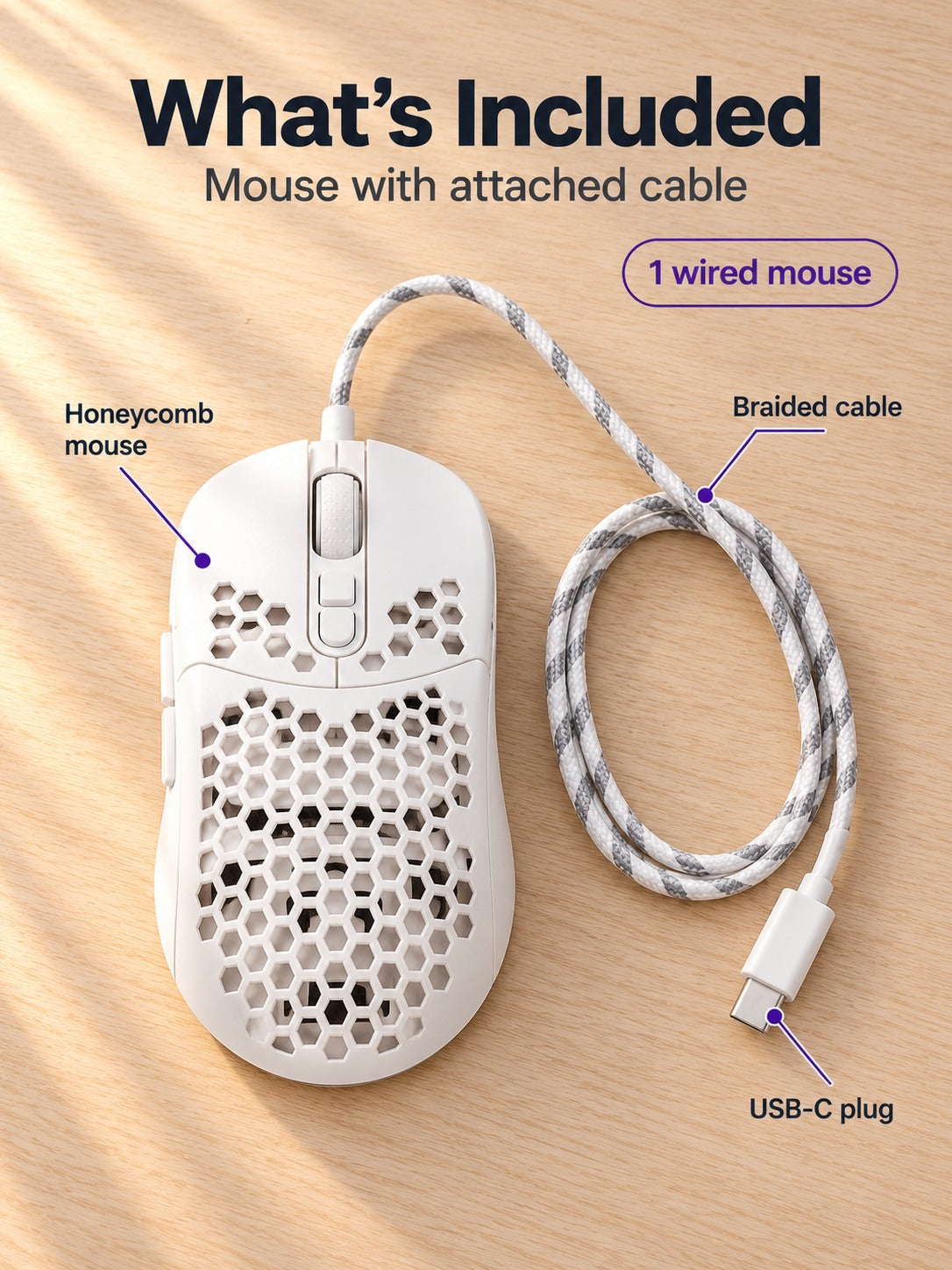 Lightweight Honeycomb Gaming Mouse with RGB and 7200 DPI
