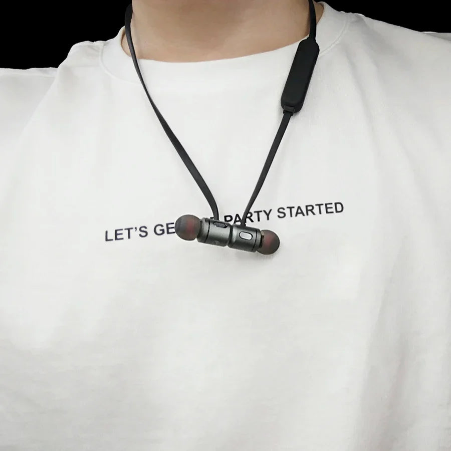 Magnetic Bluetooth Sports Earphones with Metal Earbuds