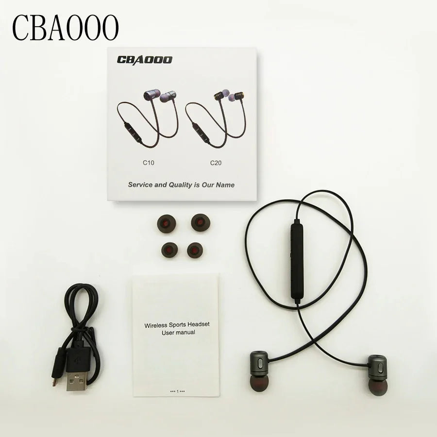 Magnetic Bluetooth Sports Earphones with Metal Earbuds