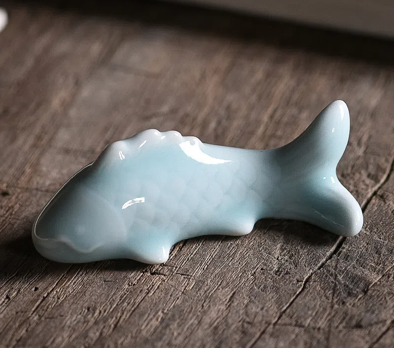Celadon Ceramic Koi Pen Holder for an Elegant Desk