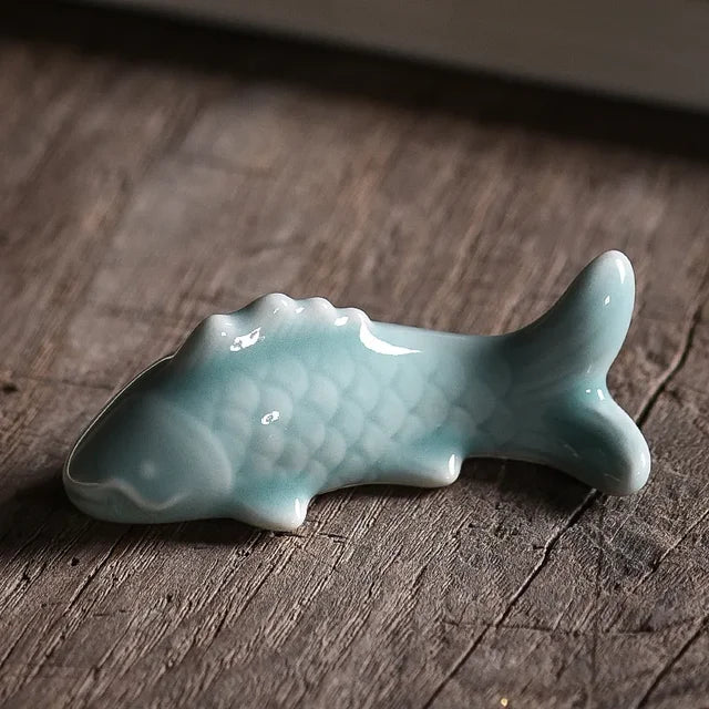 Celadon Ceramic Koi Pen Holder for an Elegant Desk