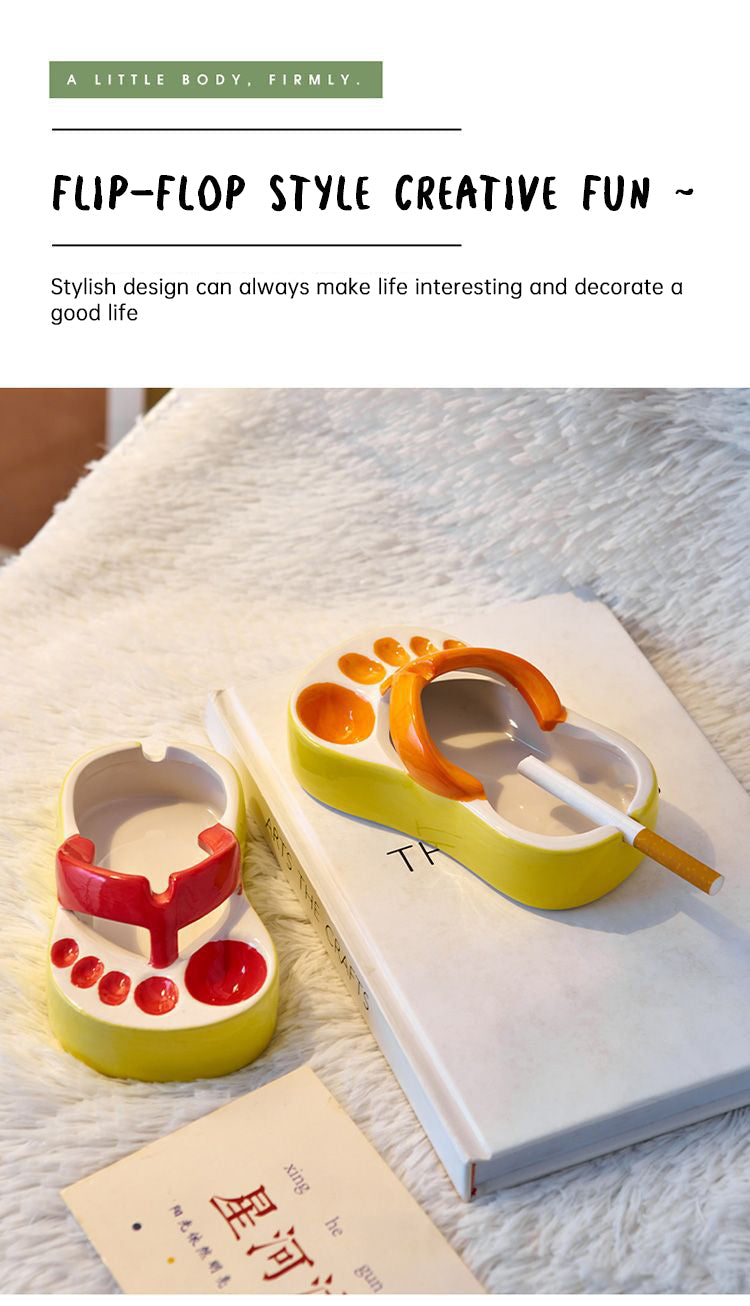 Ceramic Ashtray With Playful Slipper-Shaped Design