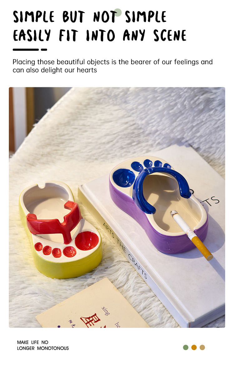 Ceramic Ashtray With Playful Slipper-Shaped Design