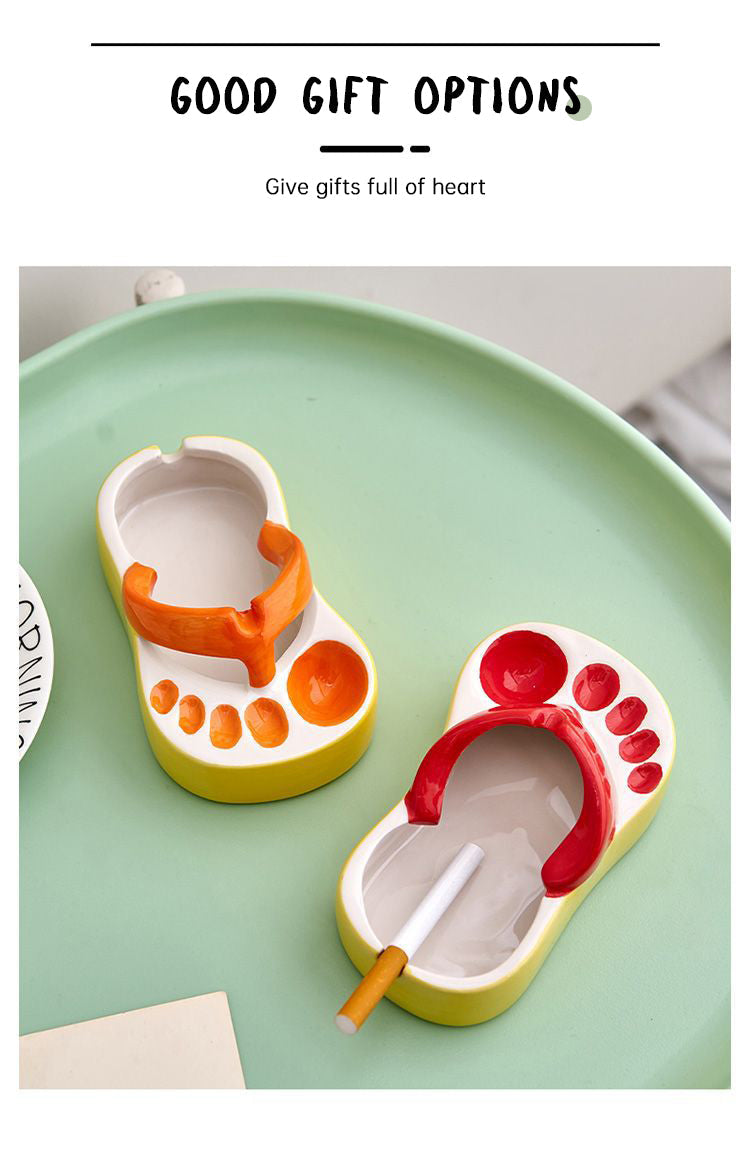 Ceramic Ashtray With Playful Slipper-Shaped Design