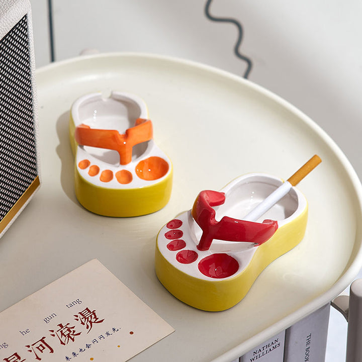 Ceramic Ashtray With Playful Slipper-Shaped Design