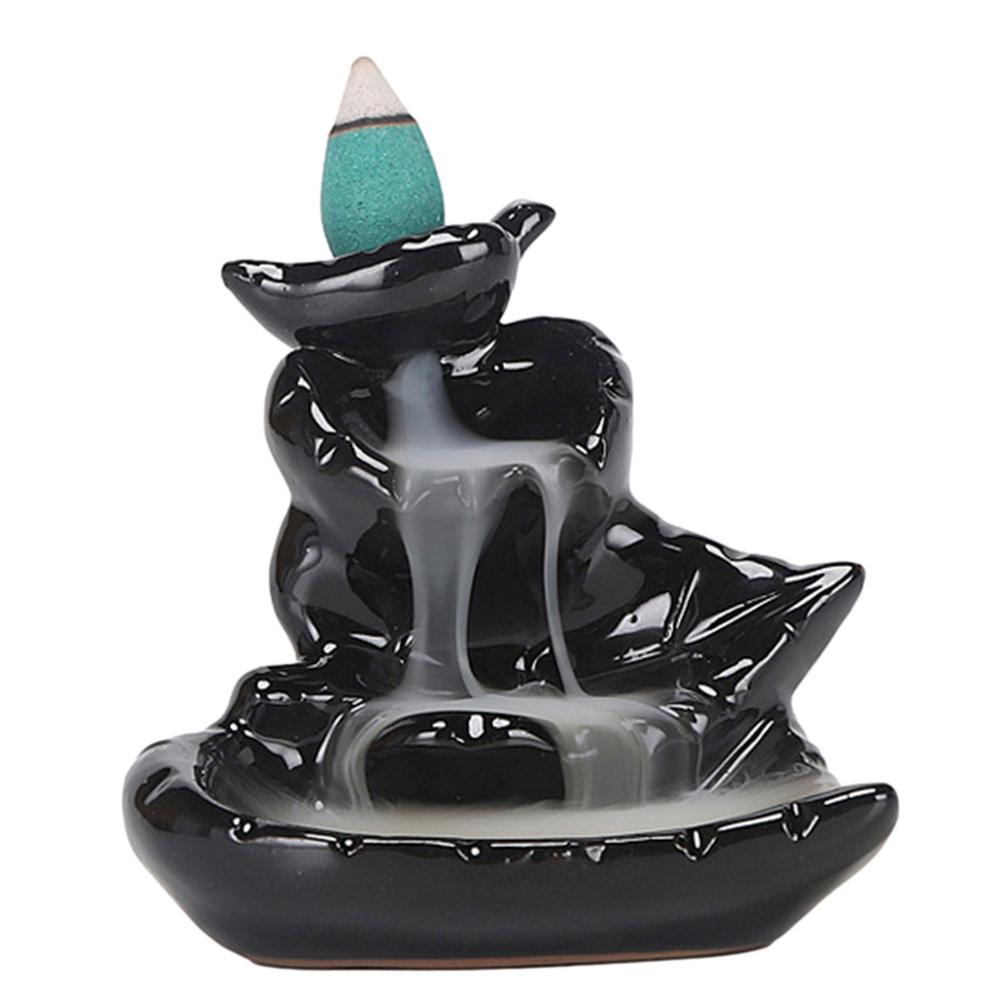 Ceramic Backflow Incense Burner With Waterfall Smoke
