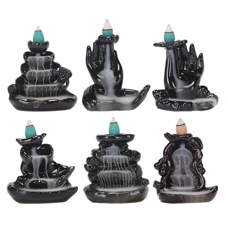 Ceramic Backflow Incense Burner With Waterfall Smoke