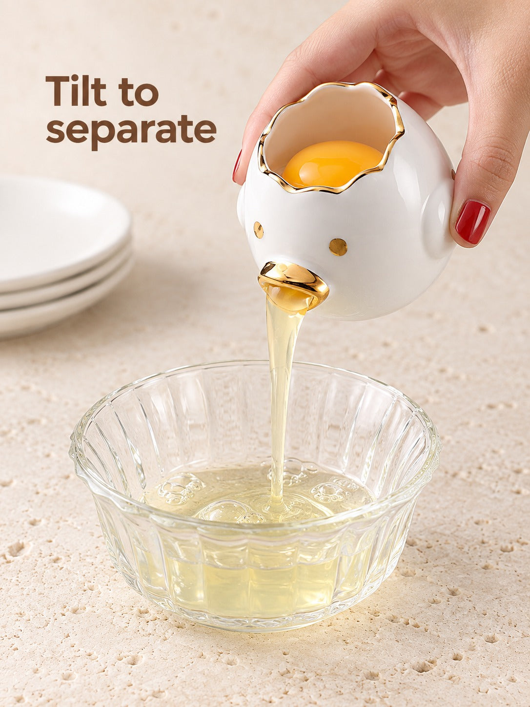 Ceramic Egg Separator for Clean Whites, Easy Cleanup