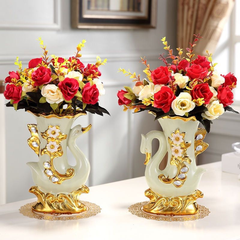 Ceramic Vase Pair for Glamorous Living Room Styling