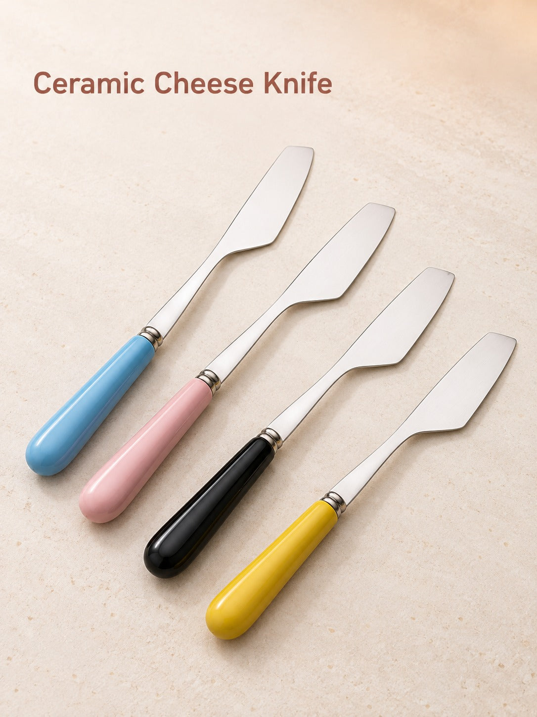 Ceramic Handle Cheese Knife With Stainless Steel Blade