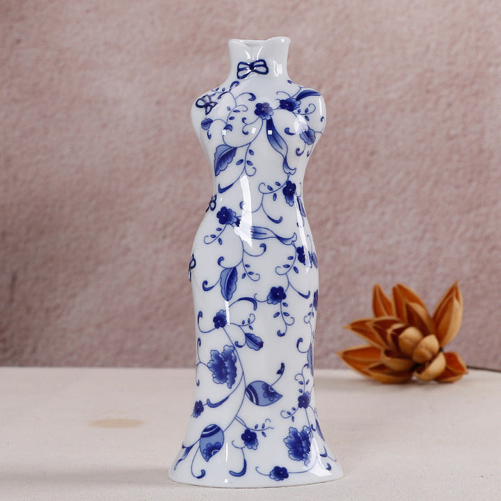 Blue And White Porcelain Mini Vase Sculptural Decor