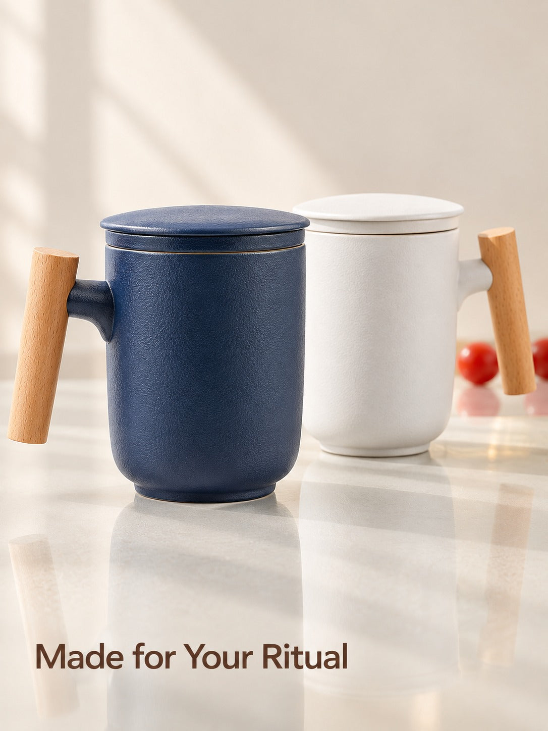 Ceramic Tea Mug with Infuser and Lid for Loose Leaf Tea