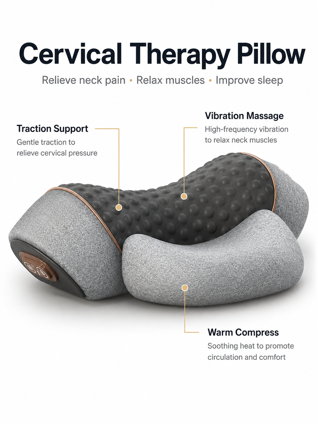 Cervical Pillow with Heat & Massage — 30-Minute Daily Relief