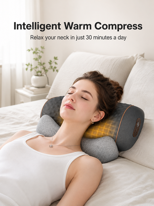 Cervical Pillow with Heat & Massage — 30-Minute Daily Relief