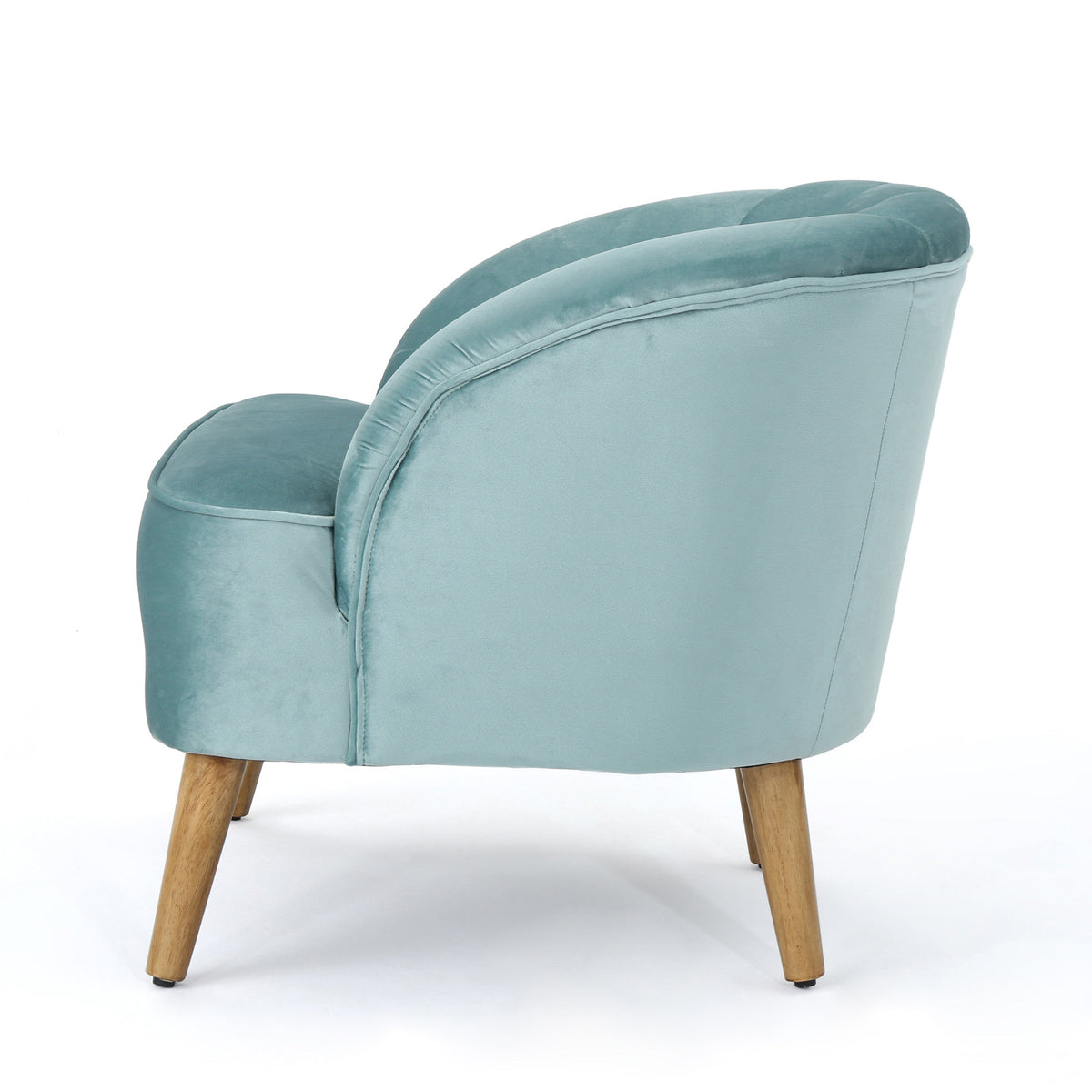 Teal Velvet Accent Chair with Fluted Retro Back