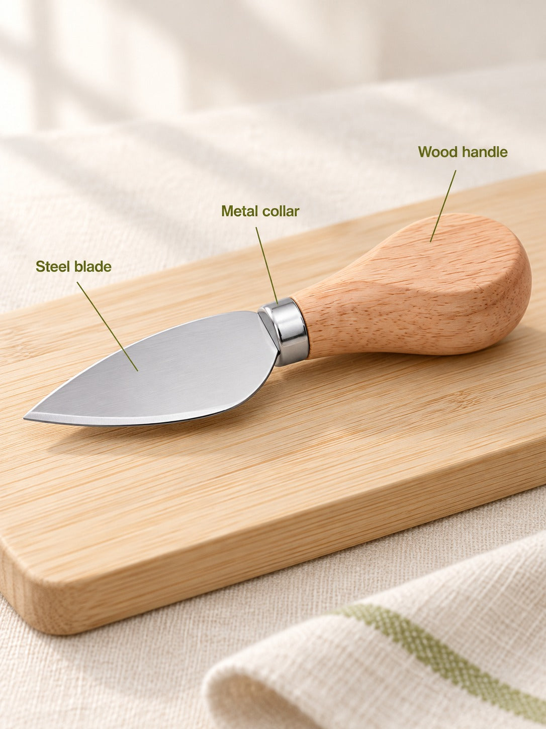 Cheese Knife Set Four Piece Stainless Steel Wood Handle