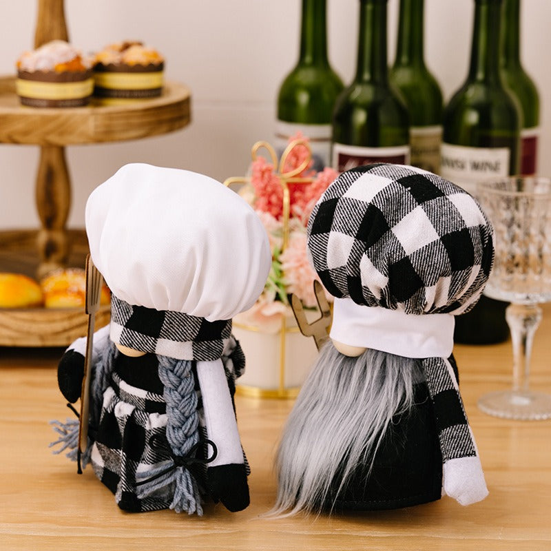 Chef Gnome Plush Plaid Kitchen Decor with Spatula