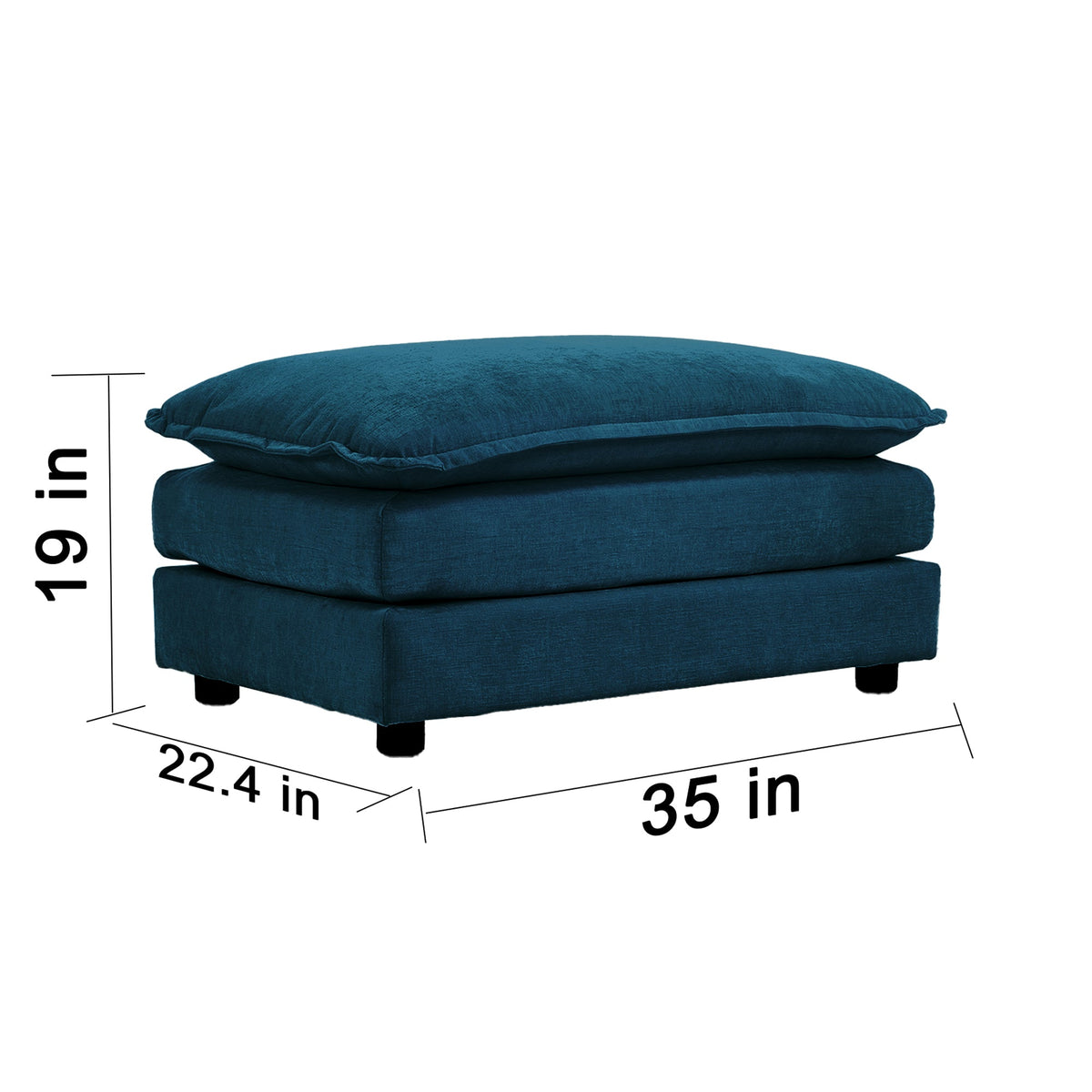 Blue Chenille Ottoman Footrest for 2, 3 & 4 Seater Sofas
