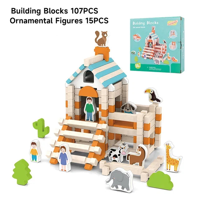 Wood Building Blocks for Creative Architectural Play