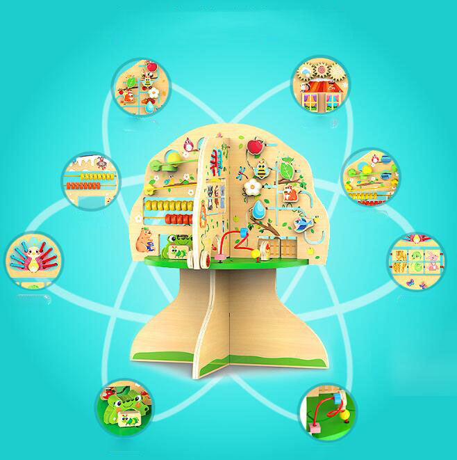Wooden Learning Tree for Early Math & Fine-Motor Play